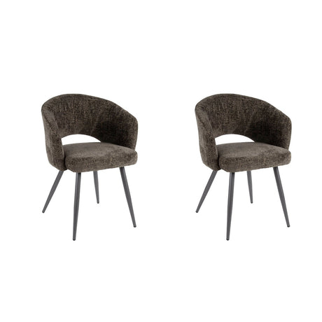 Ensemble de 2 chaises de salle à manger Cargo en tissu brun 