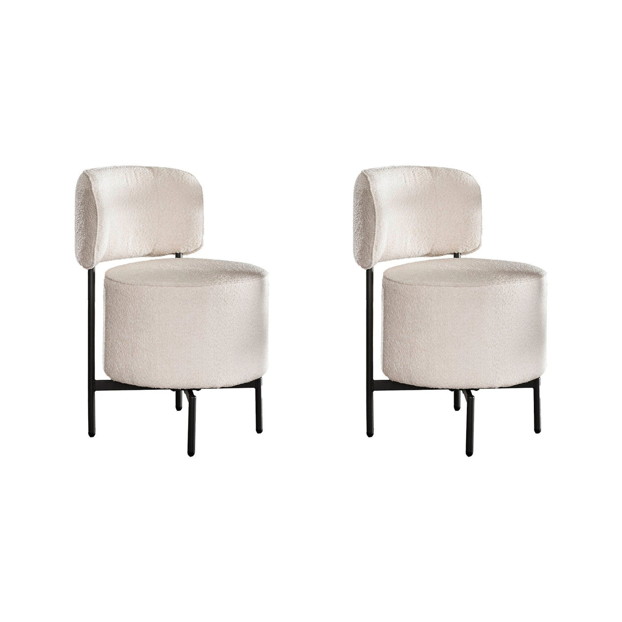Set van 2 eetkamerstoelen Dante Bouclé wit draaibaar