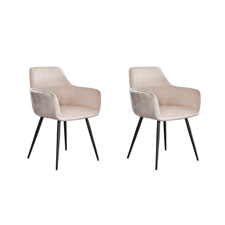 Set van 2 eetkamerstoelen Rivo Rib Rock Ivoor