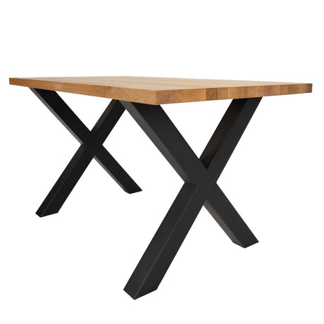 Eettafel Rover eikenhout X-poot zwart