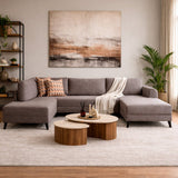 Banken - Slaapbank Taupe stof - U - bank - XXL 300x202x152cm - Belen - Dimehouse