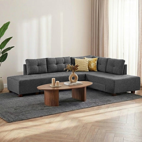 Canapé d'angle avec fonction couchage Droit Manama Anthracite