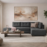 Canapé lit tissu anthracite - XL 280x206 cm - à roulettes - Droite - Manama