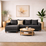 Banken - Slaapbank antraciet stof - hoekbank - compact 215 x 150 cm - Links - Aydam - Dimehouse
