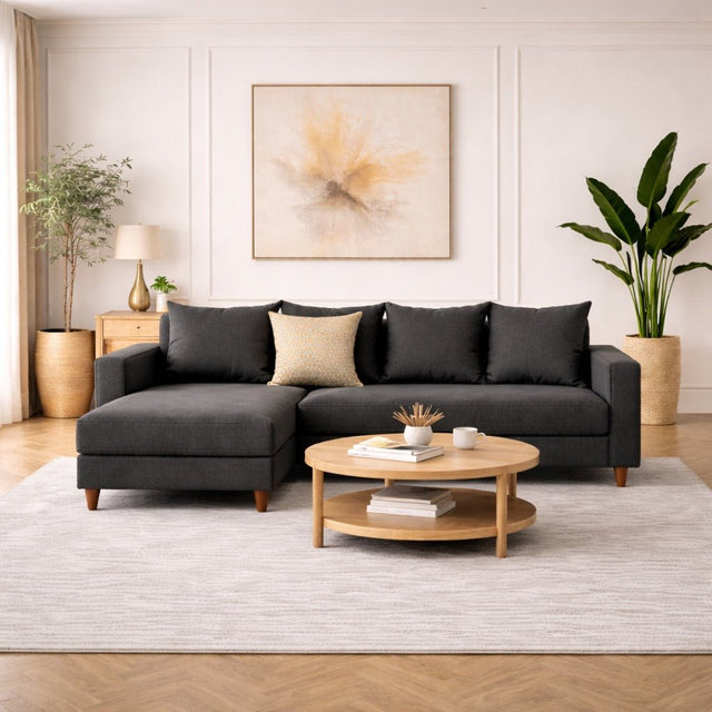 Banken - Slaapbank antraciet stof - hoekbank - compact 215 x 150 cm - Links - Aydam - Dimehouse