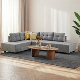 Canapé lit tissu gris - XL 280x206 cm - à roulettes - Gauche - Manama