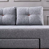 Canapé lit tissu gris - XL 280x206 cm - à roulettes - Gauche - Manama