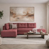 Slaapbank rood stof -  XL 280x206 cm - met wielen - Links - Manama