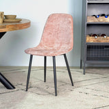 Ensemble de 4 chaises de salle à manger scandinaves en chenille rose ancien Swift - Sans accoudoirs 