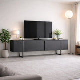 Meuble TV Anthracite Luxe 180x50x30 - Cadre Argent