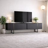 Meuble TV Anthracite Luxe 180x50x30 - Cadre Argent