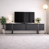 Meuble TV Anthracite Luxe 180x50x30 - Cadre Argent