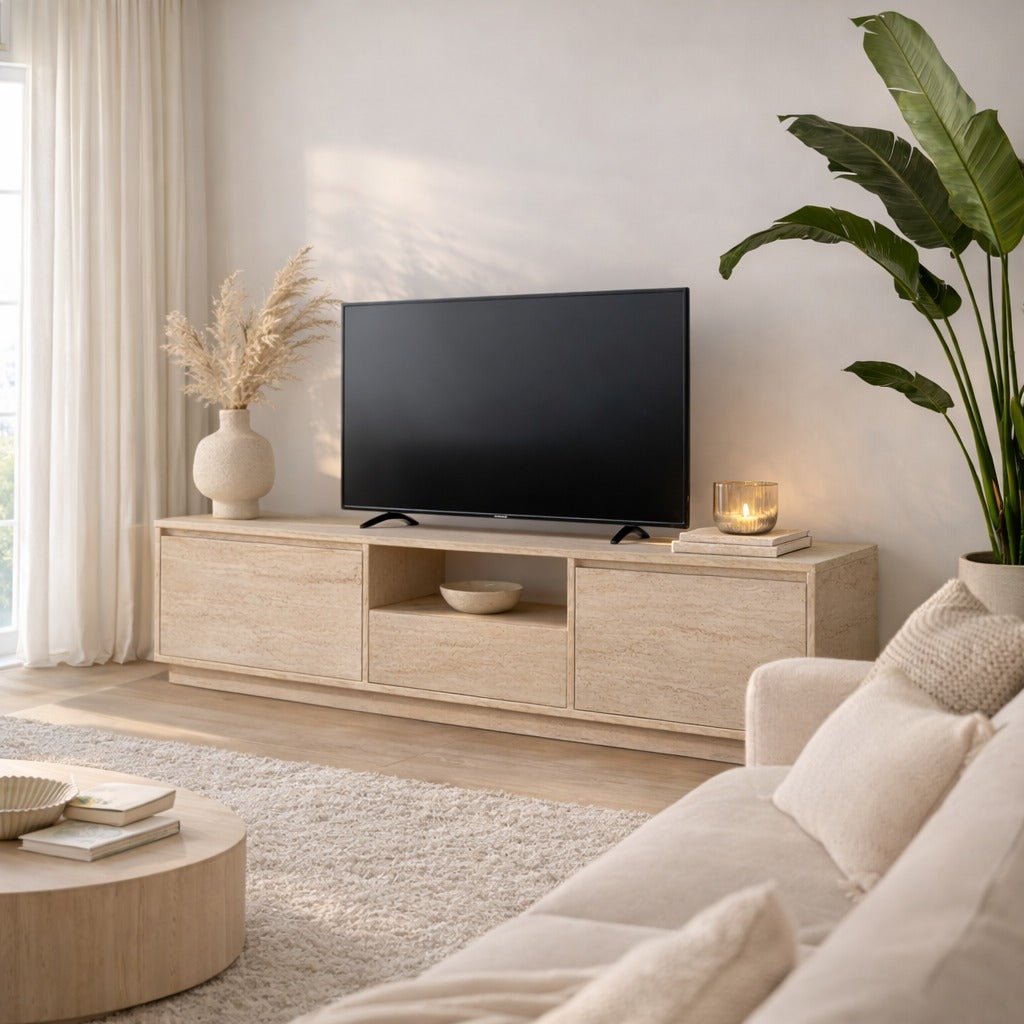 Meuble TV Beige en Mélamine Flare 42x160x29,5 cm 