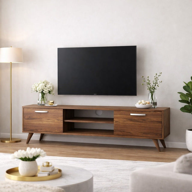 TV Meubels - TV Meubel Corfu Walnoot Melamine 180x48,6x35 cm - Dimehouse