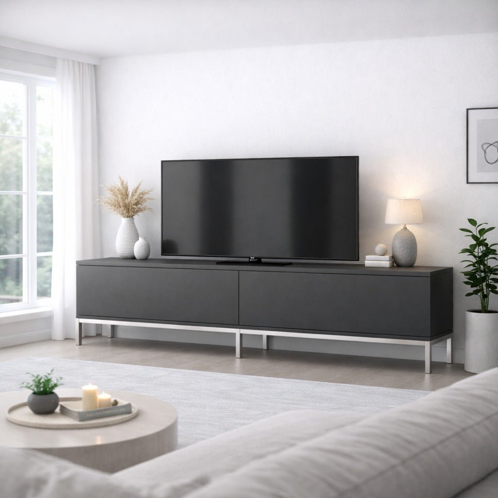 Meubles de télévision Lord Anthracite Silver Mélamine 180x47x30 cm