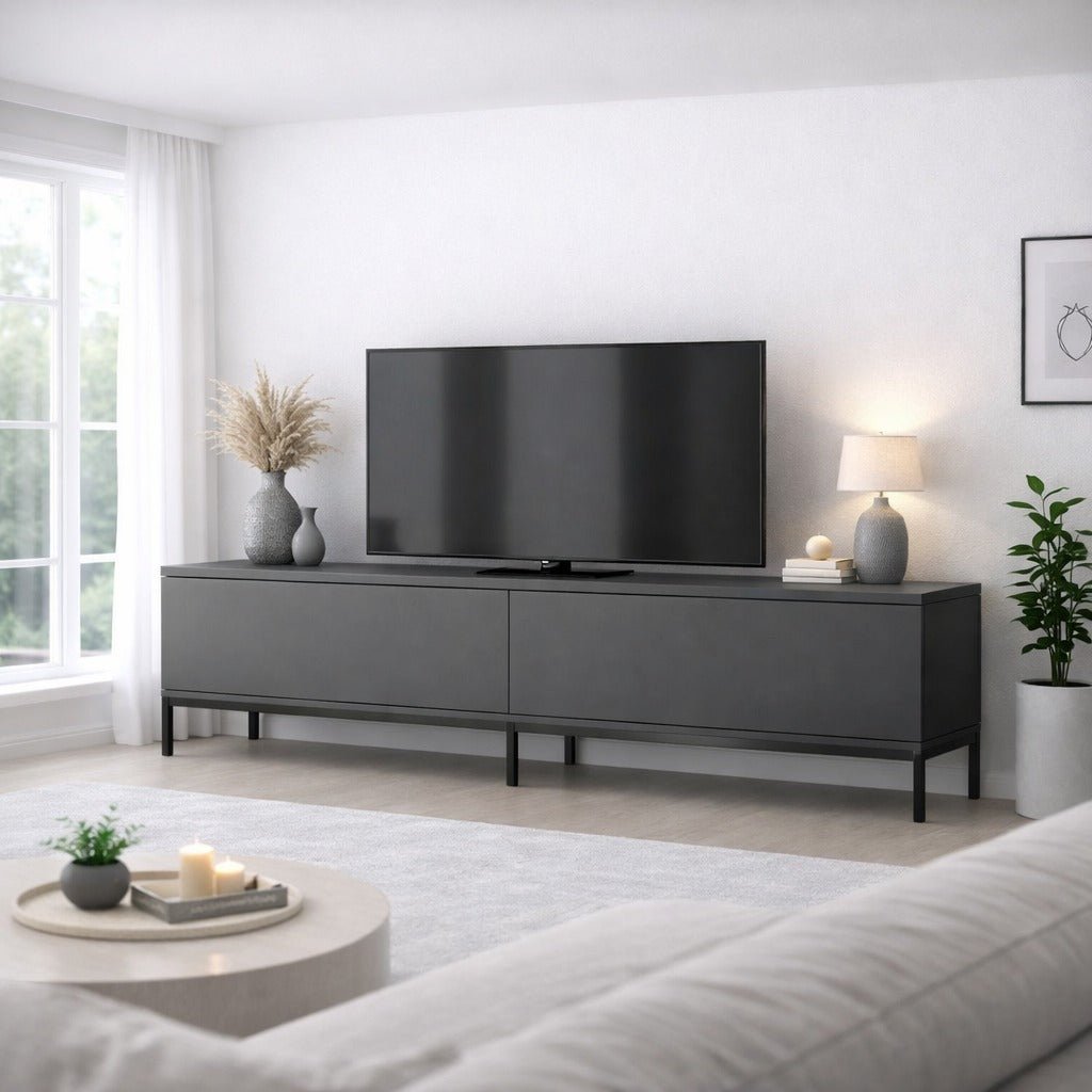 Meubles de télévision Lord Anthracite Black Mélamine 180x47x30 cm