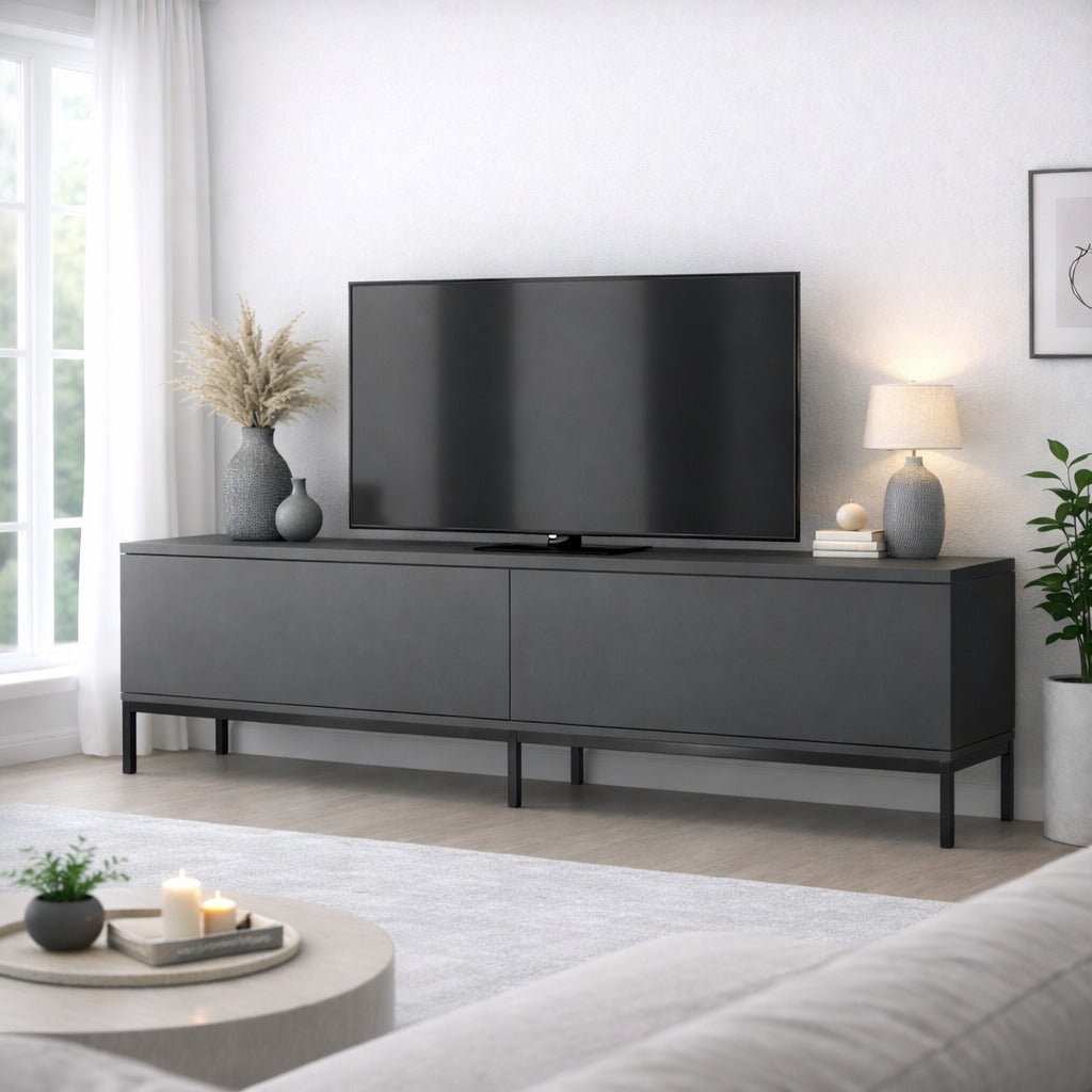 Meubles de télévision Lord Anthracite Black Mélamine 180x47x30 cm