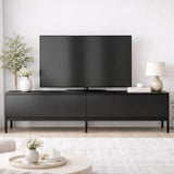 TV Meubels - TV Meubel Lord Zwart Melamine 180x47x30 cm - Dimehouse