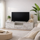 TV Meubels - TV Meubel Marmer Melamine - drie kastjes - 160x42x29,5 cm - Flare - Dimehouse