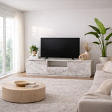 TV Meubels - TV Meubel Marmer Melamine - drie kastjes - 160x42x29,5 cm - Flare - Dimehouse