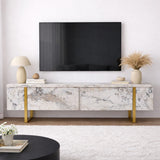 Meuble TV en marbre mélaminé avec cadre doré Blitz 50x180x29,5 cm 