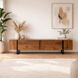 Meuble TV Naturel en Mélamine Cadre Noir Blitz 50x180x29,5 cm 