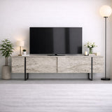 Meuble TV Travertin Luxe 180x50x30 - Cadre Noir