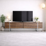 Meuble TV Luxe Noyer 180x50x30 - Cadre Argenté