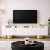 TV Meubels - TV Meubel Wit Bohem 180x50x30 - Gouden Frame - Dimehouse