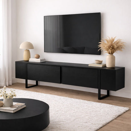 Meuble TV Noir Mélamine Blitz 50x180x29,5 cm 