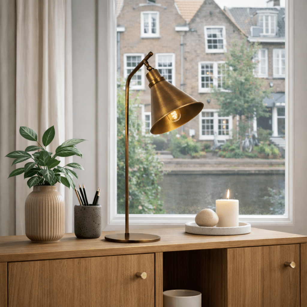 Lampe de table en métal couleur bronze Crimson 