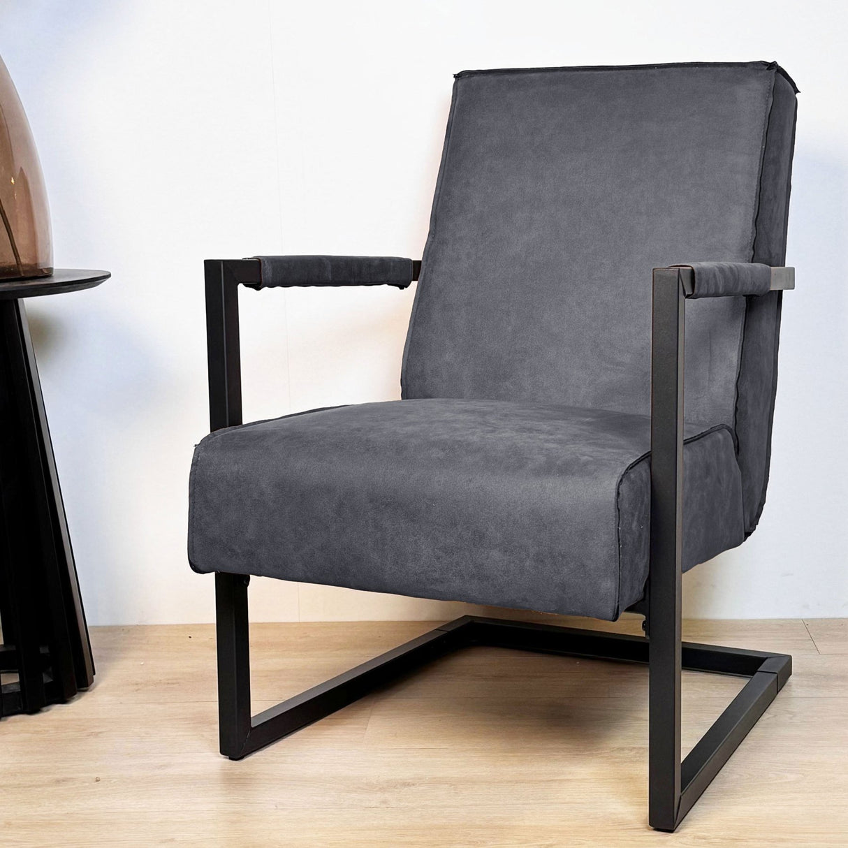 Industriële leren fauteuil antraciet Tiger