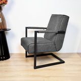 Industriële leren fauteuil antraciet Tiger