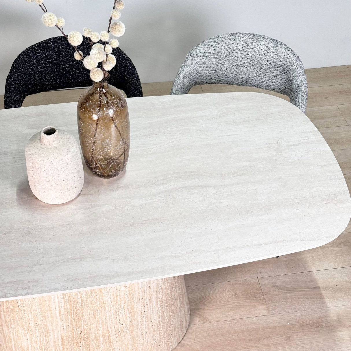 Chaise de salle à manger Set de 4 Bouclés Beige Lisa - Cadre Noir 