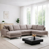 Canapé d’angle en U gris tissu 314x200 cm – Droite – Porto