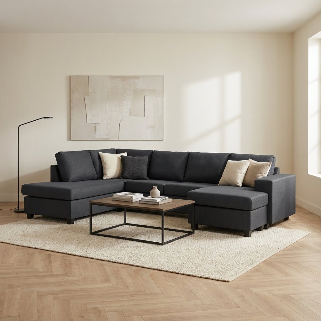 U-bank Riley Stof Antraciet | Grote Bank | Dimehouse