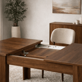 Eettafels - Uitschuifbare eettafel walnoot melamine - Japandi - 130 - 170 cm - Otis - Dimehouse