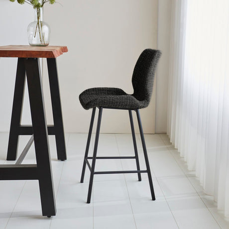 Beau Tabouret De Bar Industriel Chenille Noir