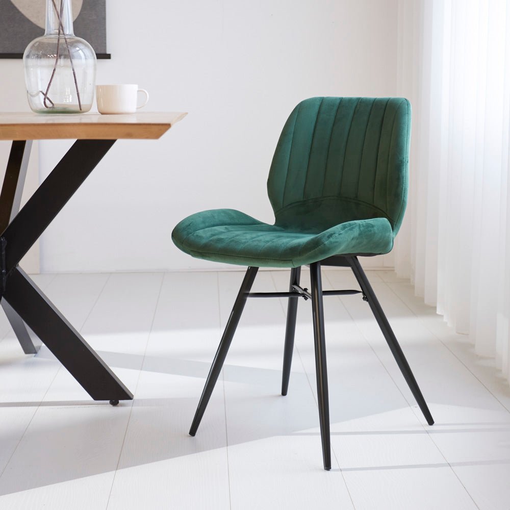 Beau Chaise Salle A Manger Industrielle Vert Velours