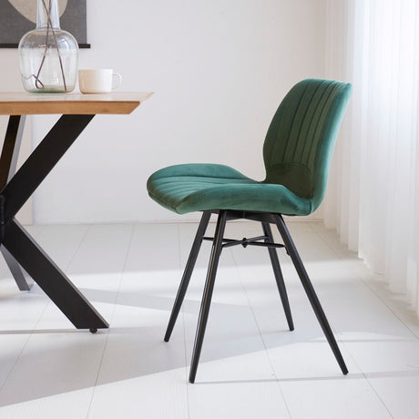 Beau Chaise Salle A Manger Industrielle Vert Velours