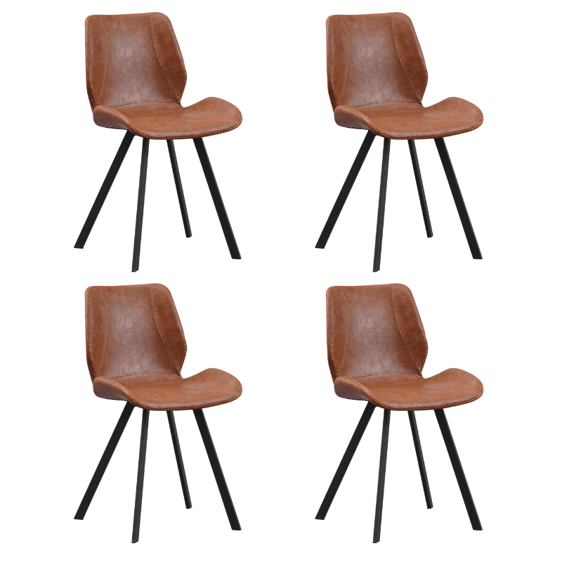 Ensemble de 4 chaises de salle à manger industrielles en cuir synthétique cognac Barry - Sans accoudoirs 