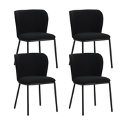 Eetkamerstoelen - Set van 4 Eetkamerstoelen Tess Zwart Bouclé Stof - Zonder Armleuningen - Dimehouse