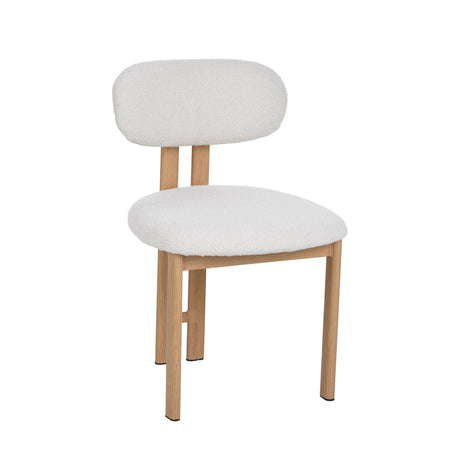Japandi Eetkamerstoel Miyo Bouclé Ivoor - Eikenlook Frame