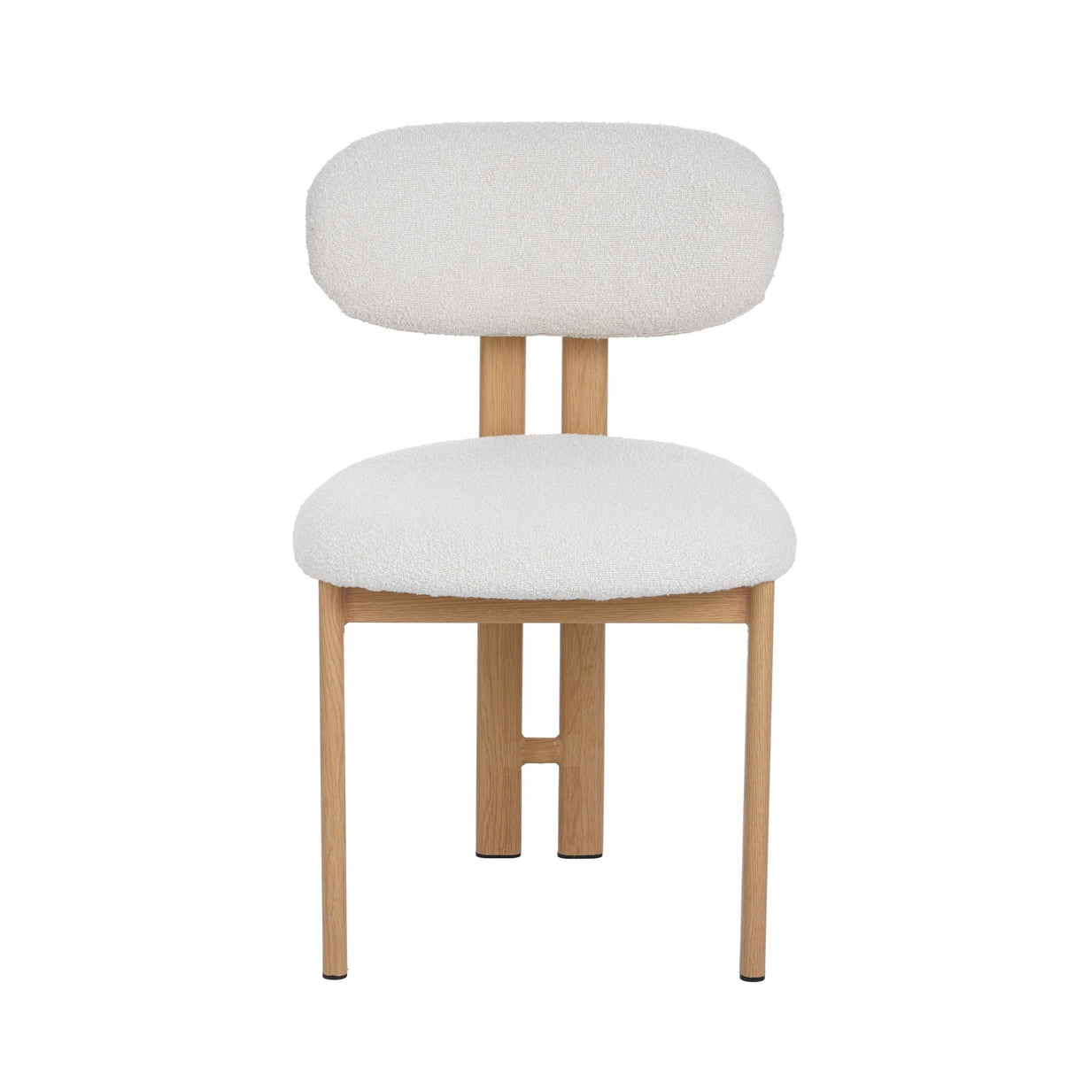Japandi Eetkamerstoel Miyo Bouclé Ivoor - Eikenlook Frame