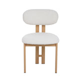 Japandi Eetkamerstoel Miyo Bouclé Ivoor - Eikenlook Frame