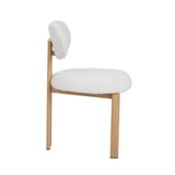 Japandi Eetkamerstoel Miyo Bouclé Ivoor - Eikenlook Frame