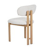 Japandi Eetkamerstoel Miyo Bouclé Ivoor - Eikenlook Frame