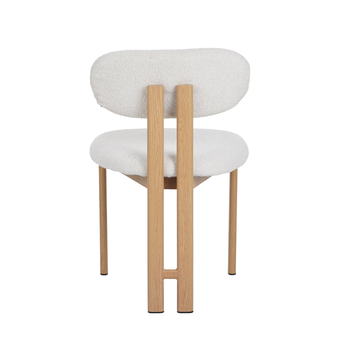 Japandi Eetkamerstoel Miyo Bouclé Ivoor - Eikenlook Frame