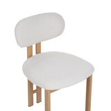 Japandi Eetkamerstoel Miyo Bouclé Ivoor - Eikenlook Frame