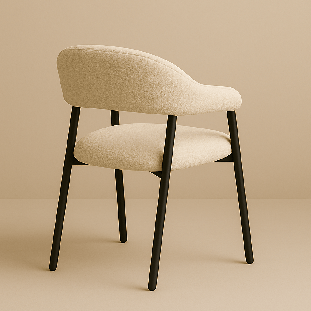 Chaise de salle à manger Bouclés Beige Lisa - Cadre Noir 
